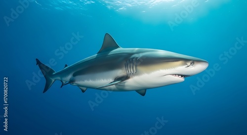 Wallpaper Mural Majestic shark gliding effortlessly through the cerulean depths of its ocean realm effortlessly Torontodigital.ca