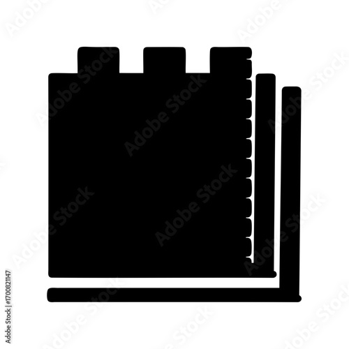 Stylized depiction of a single interlocking brick, a popular children's toy