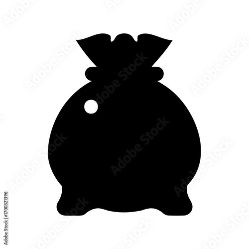 Silhouette image of a filled money bag or sack with tie top