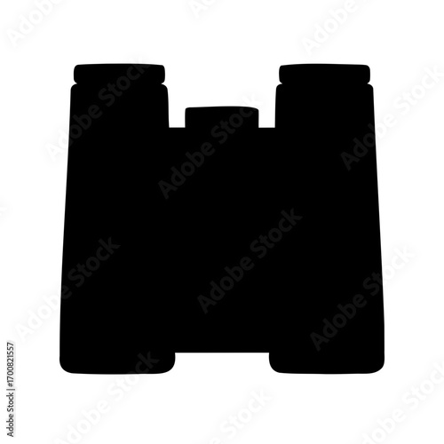 A silhouetted pair of binoculars on a white background, optical instrument