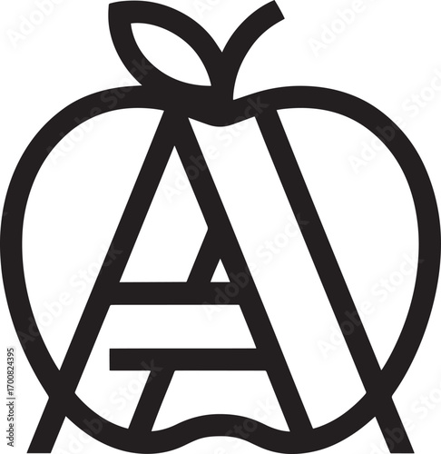 Apple Letter A Icon for Educational Resources and Back to School Design Projects