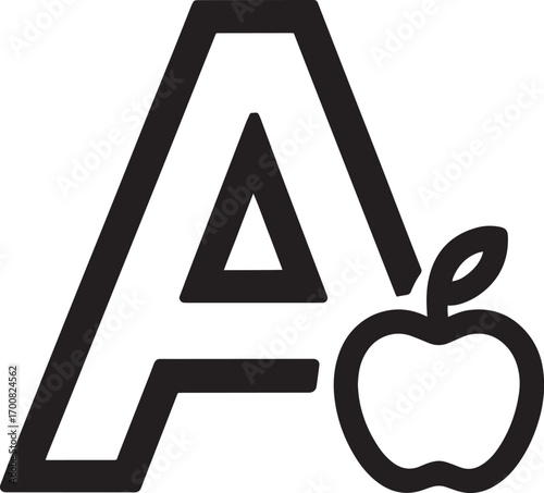 Back to School Alphabet Apple Icon for Education and Learning Resources Design