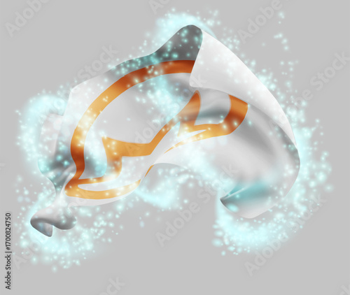 Monero, vector 3d flag in whirlwind of magical radiance