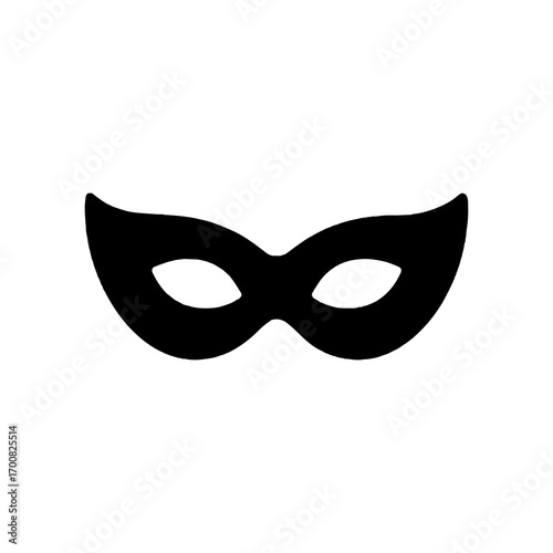 Black carnival mask silhouette vector icon isolated on white background
