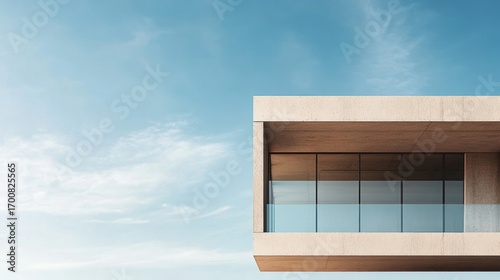 Modern architectural design meets clear blue sky