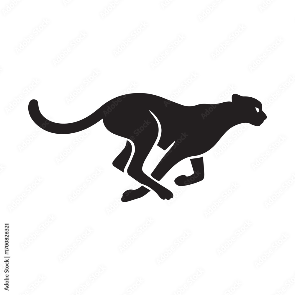 Fototapeta premium Leaping Cheetah Silhouette: A dynamic silhouette of a cheetah in full stride, embodies speed and grace, and a symbol of power and agility.