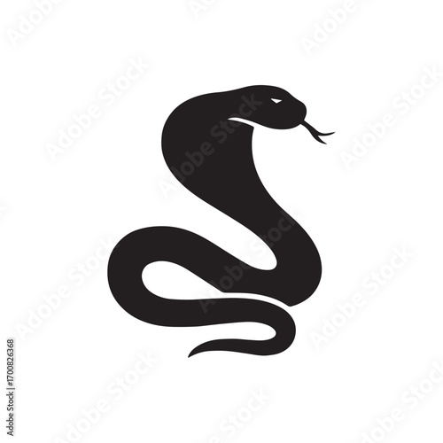 Serpentine Silhouette: A stark black cobra silhouetted against the background, its raised hood and focused gaze create a striking depiction of the predator. 