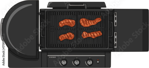 vector top view of bbq grill
