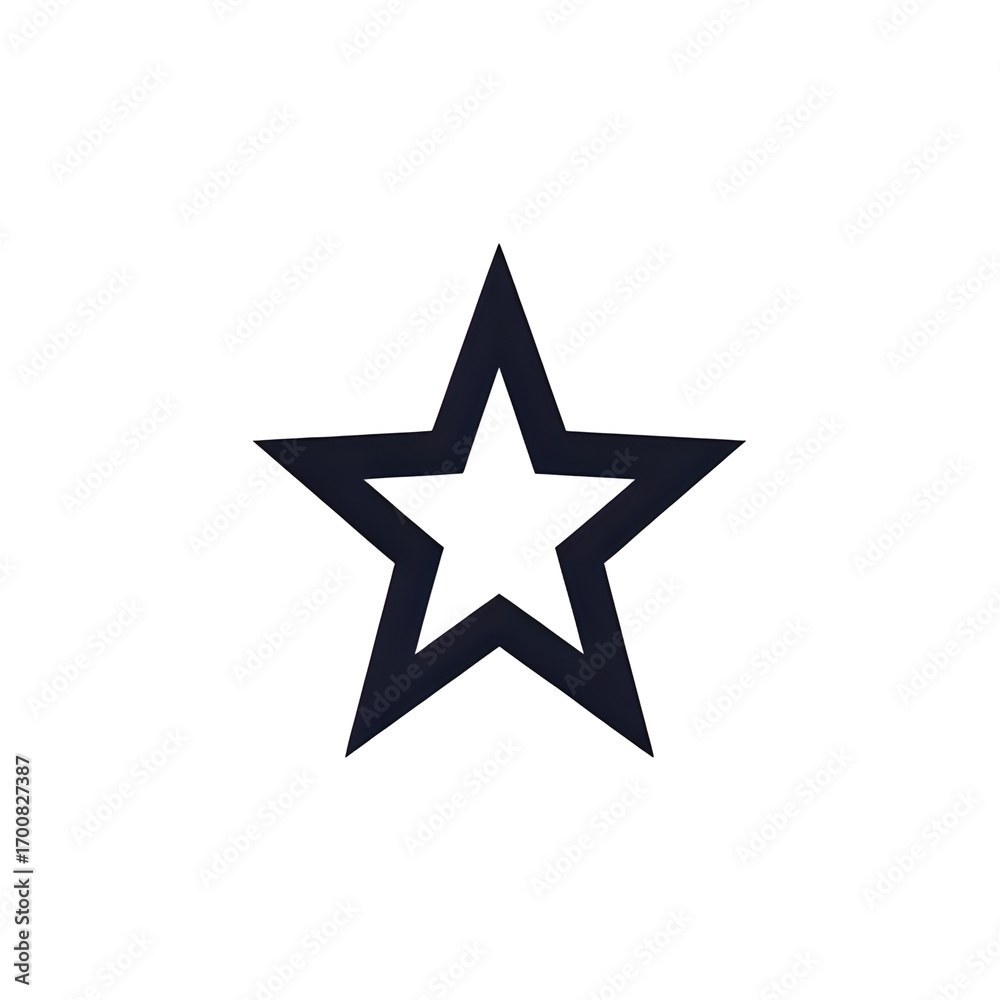 Fototapeta premium A simple bold dark outline of a five pointed star on a clean white background