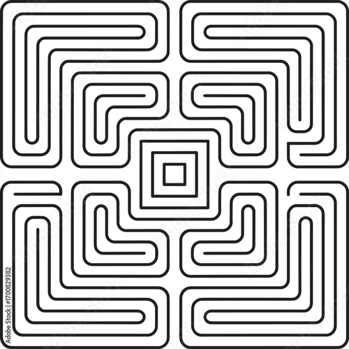 Square Labyrinth Maze Puzzle Game Outline Vector Illustration Design Element