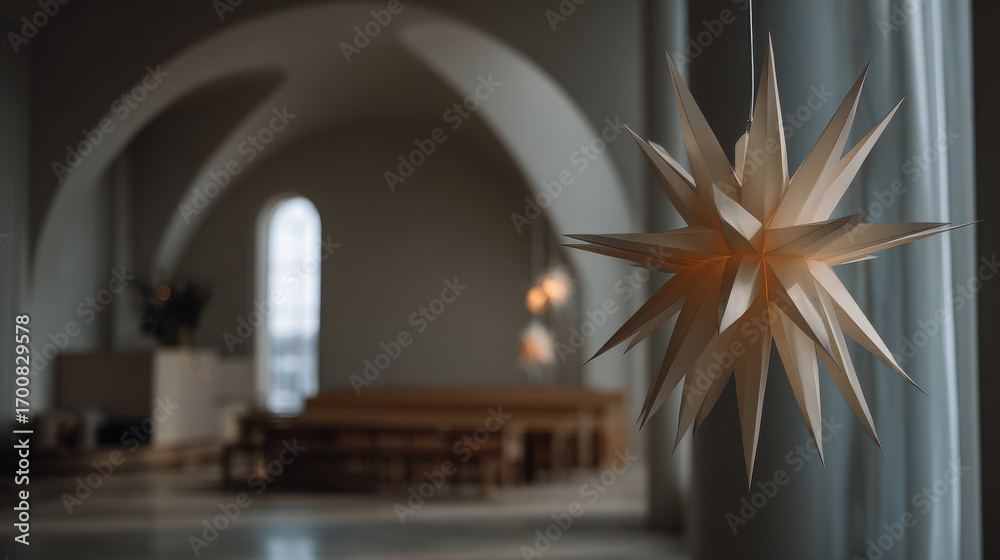 Obraz premium create minimalist atmosphere celebrating christmas in usa featuring ultrabright christmas star on clean background