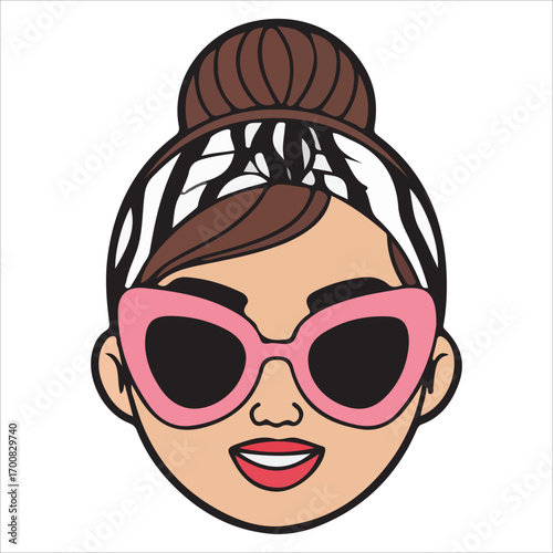 Stylish Girl Wearing Zebra Print Headband and Pink Shades
