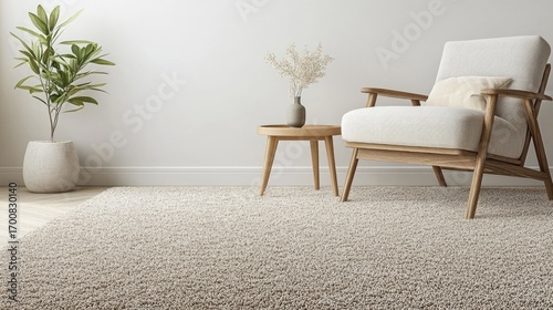 Cozy living room with armchair and plant decor