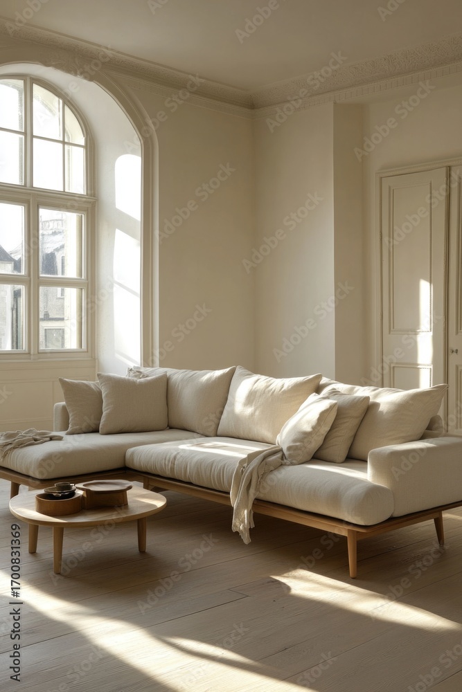 Fototapeta premium Sunlight brightens a modern living room