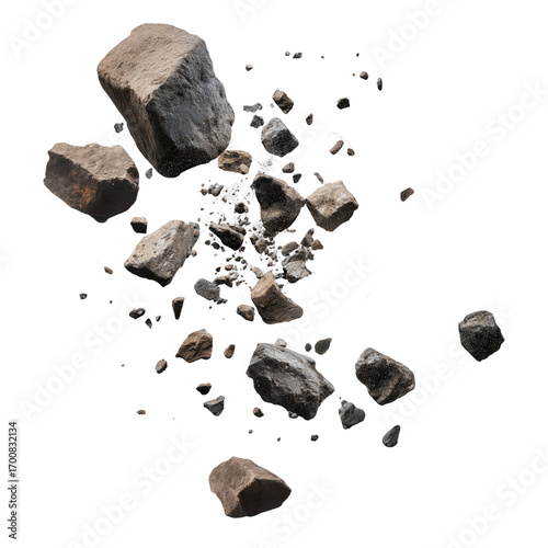Dynamic Rocky Debris Explosion Transparent Artwork