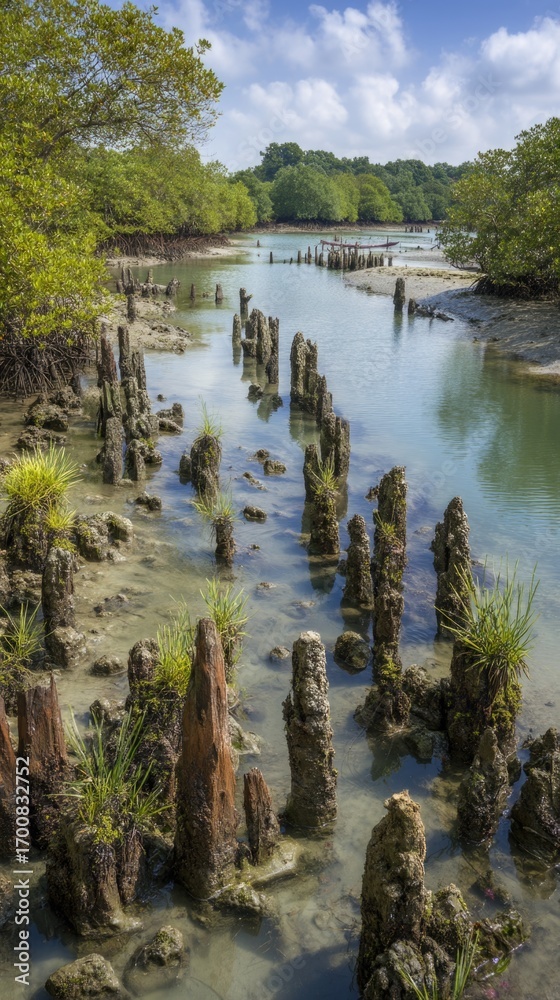 Fototapeta premium Exploring mangrove estuary landscape