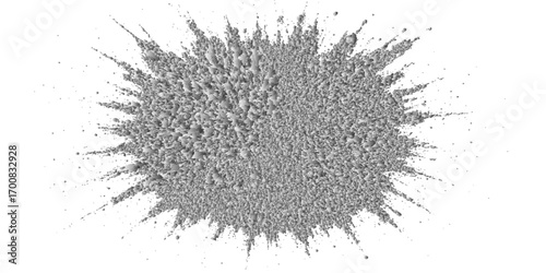 Black ink splat abstract background of dry coffee seeds heap