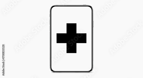 Smartphone with medical cross black silhouette vector icon