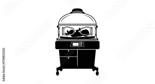 Baby incubator neonatal care black silhouette vector icon