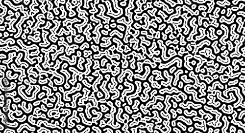 Abstract black and white background featuring a dense network of organic shapes and lines patterns design created with generated ai