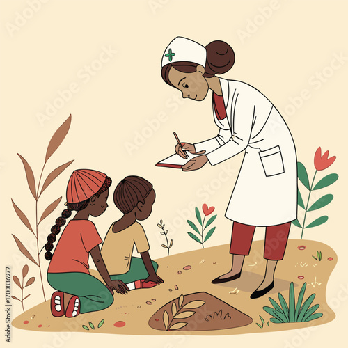 Vector illustration of a woman Family pediatric doctor