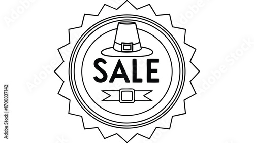 Thanksgiving sale badge with pilgrim hat banner vector