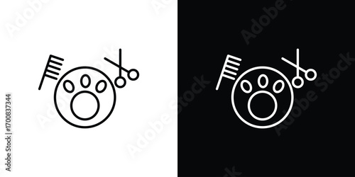 Pet grooming icon logo template designs.