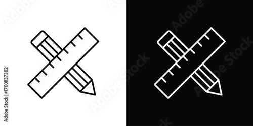 Pencil and ruler icon logo template designs.