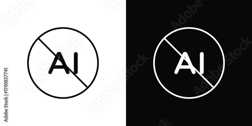 No ai sign icon logo template designs.