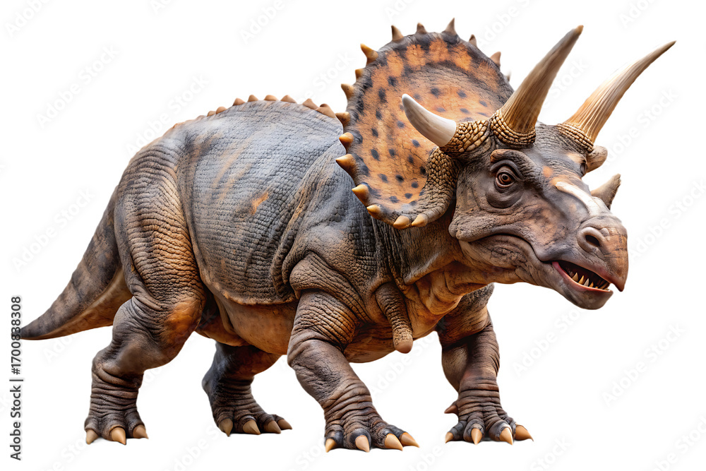 Obraz premium Triceratops dinosaur ancient reptile isolated on a transparent background