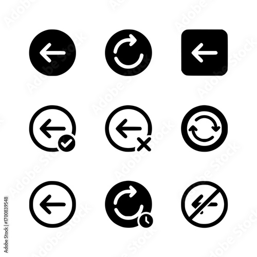 Collection of back, undo, and refresh interface icons