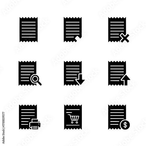 Receipt and Invoice Glyph Icons Set