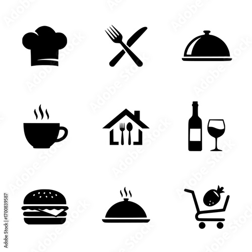Collection of Food and Dining Black Silhouette Icons