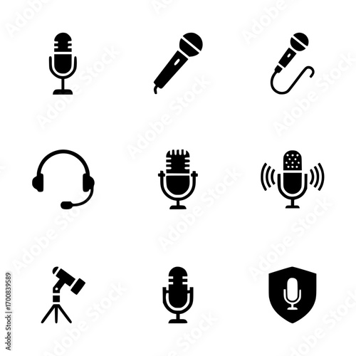 Microphone and Audio Recording Icons Set