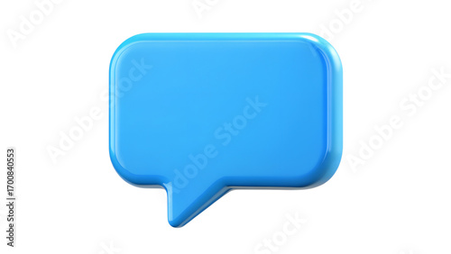 A single, bright blue speech bubble icon with rounded corners, isolated on a transparent background
