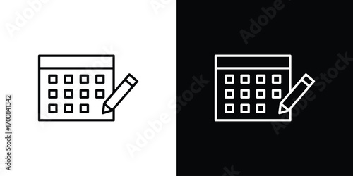 Calendar pen icon logo template designs.