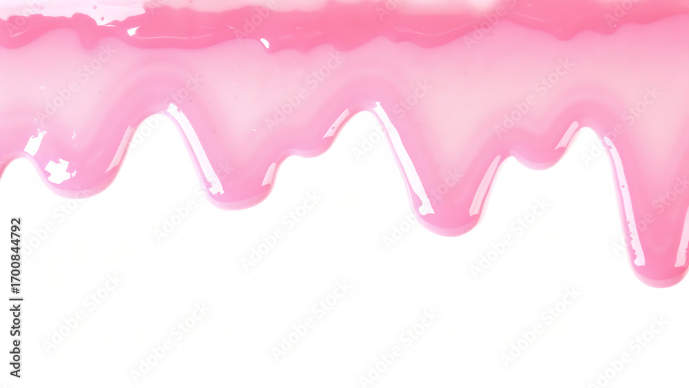 Fototapeta premium Pink icing glaze border isolated on a transparent background