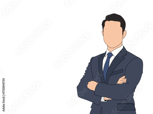 Vector of a male entrepreneur with a flat face on a background. This vector is about business and is suitable for commercial purposes.