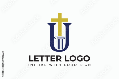 U Letter Logo with a Lord Sign- Used with initials name to start with this symbols also .
