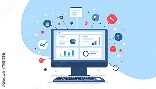 Computer screen displaying data analytics and business intelligence.