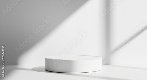 Simple White Round Object Casting a Shadow in a Minimalistic Bright Setting D...