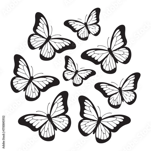 Butterfly Silhouette Vector Flying Butterflies Decorative Insect Icons for Nature Design Spring Art and Creative Projects
