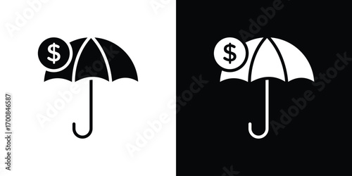 assets protection icon line style. Graphic design element vectors