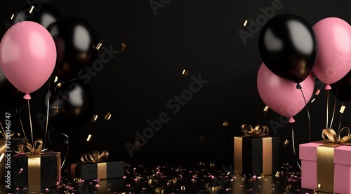 Colorful Balloons and Gifts Set the Stage for an Elegant Party Celebration Wi...
