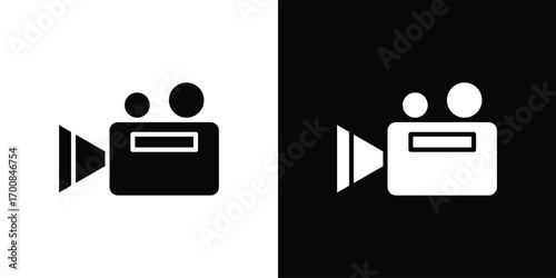Video camera icon line style. Graphic design element vectors