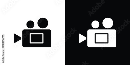 Video camera icon line style. Graphic design element vectors