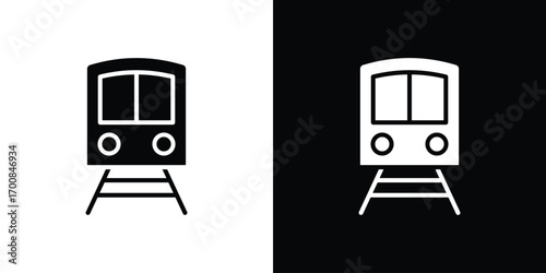 Train icon line style. Graphic design element vectors