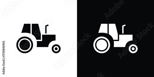 Tractor icon line style. Graphic design element vectors