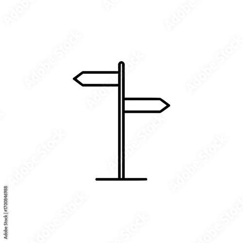 Directional signpost icon showing two different directions with a simple and clean design style of line art