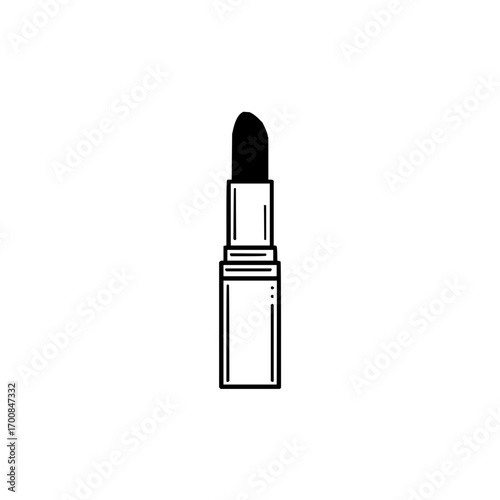 Simple black lipstick illustration for beauty and makeup projects with a minimalist design style and clean lines